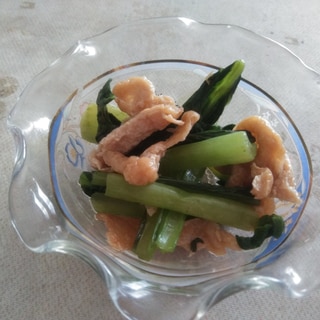 小松菜と薄揚げの麺つゆ炒め